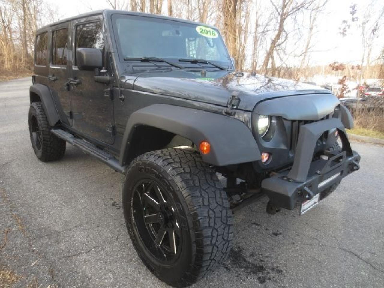 2016 Gray /Black Jeep Wrangler Unlimited Sport (1C4BJWDG6GL) with an 3.6 L v6 engine, 6 Speed Manual transmission, located at 270 US Route 6, Mahopac, NY, 10541, (845) 621-0895, 41.349022, -73.755280 - Photo #1